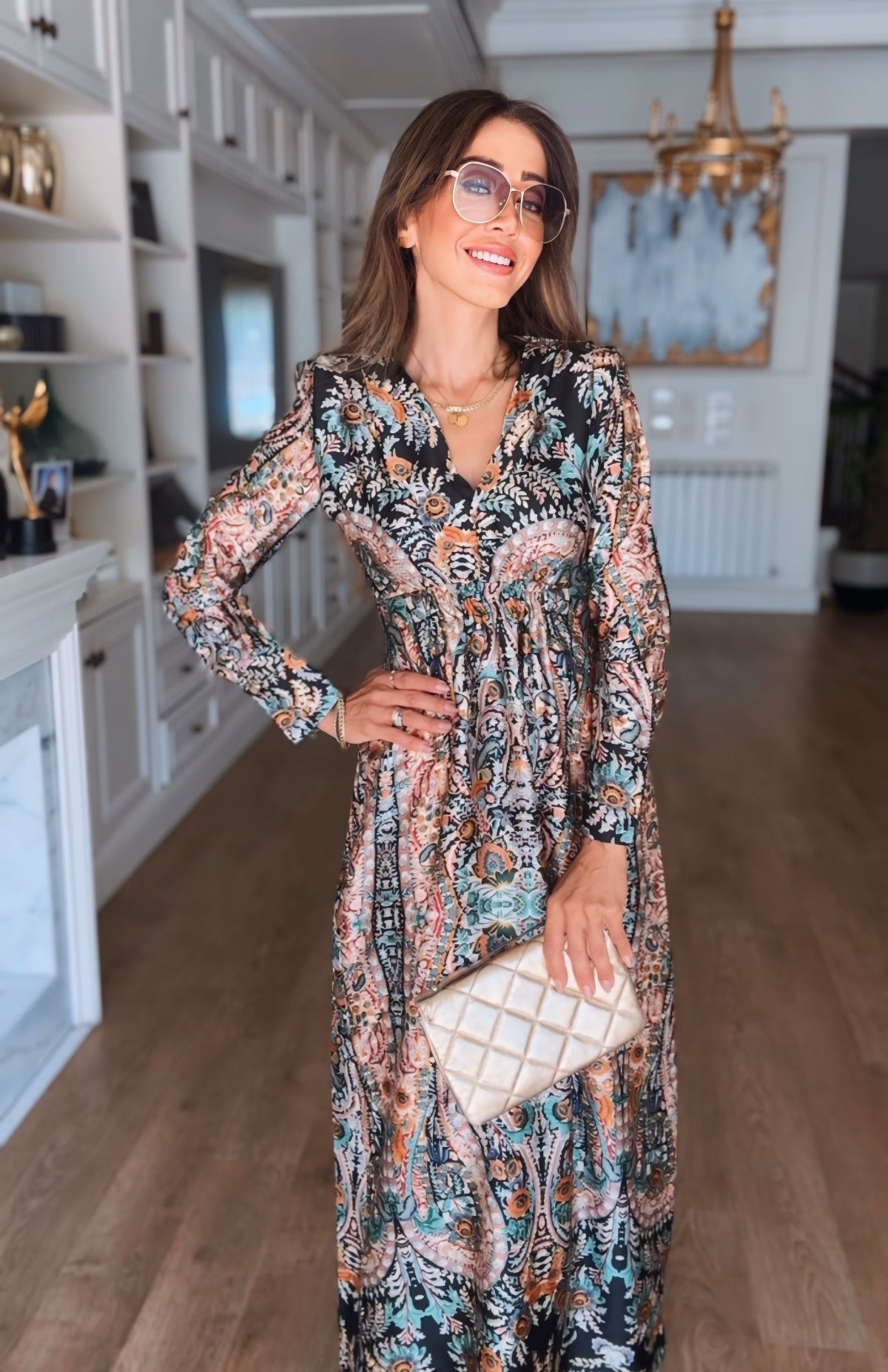 Printed Satin Dress