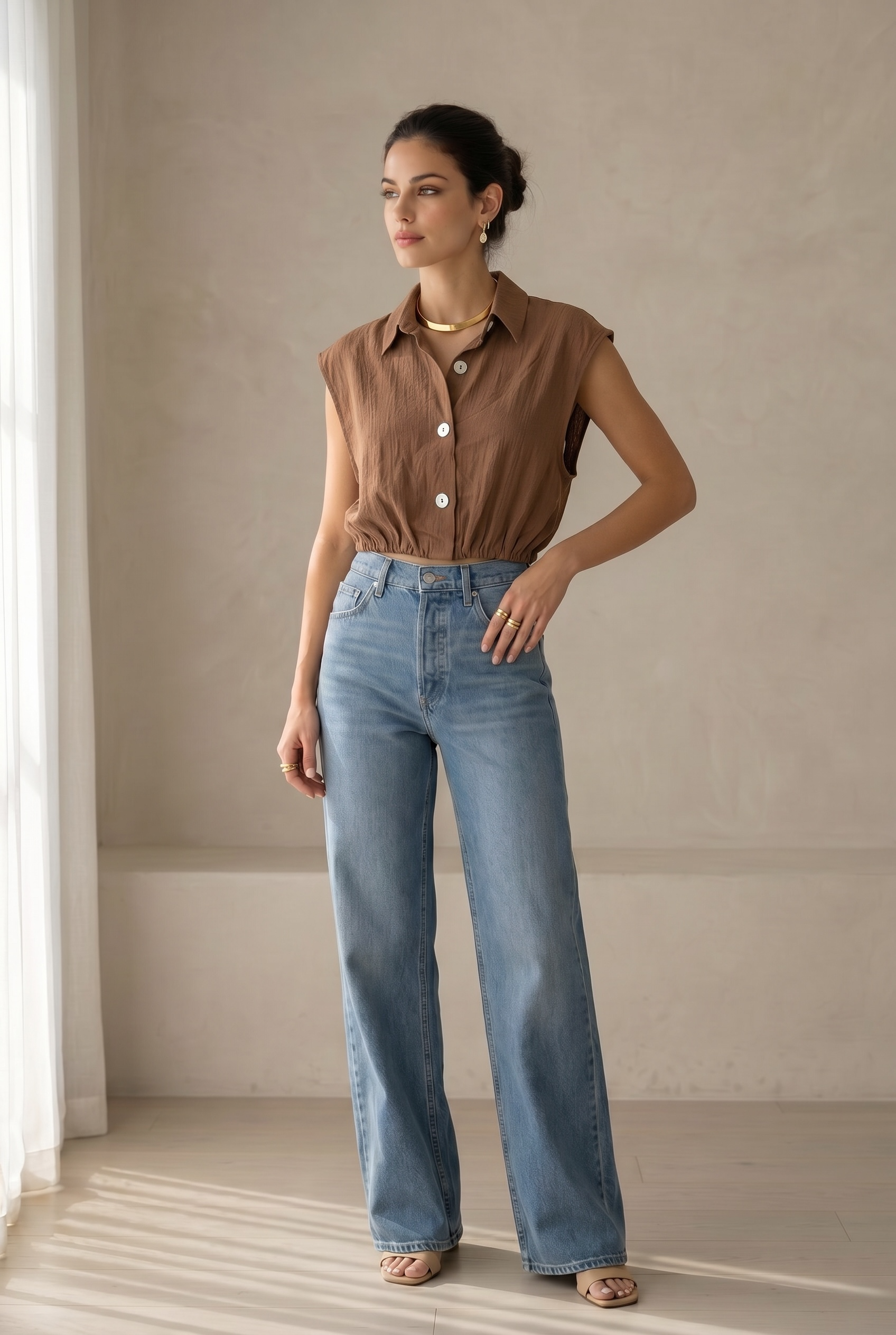 Sleeveless Volume Soft Shirt