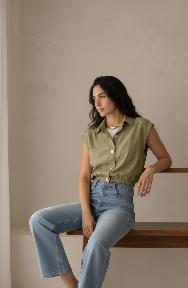 Sleeveless Volume Soft Shirt