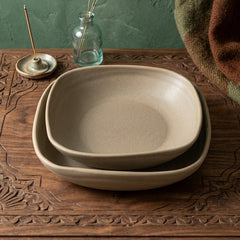 Organic Edge Square Pottery Plate Set