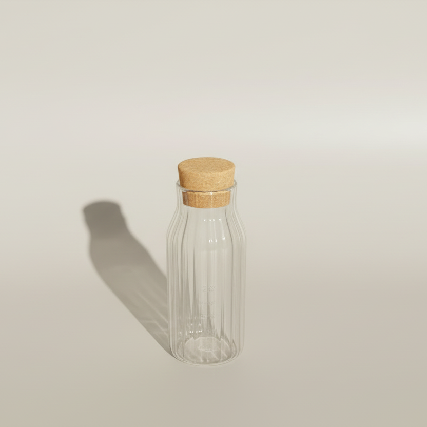 Ribbed Glass bottle Clear
