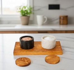 Spice Marble and wooden Set