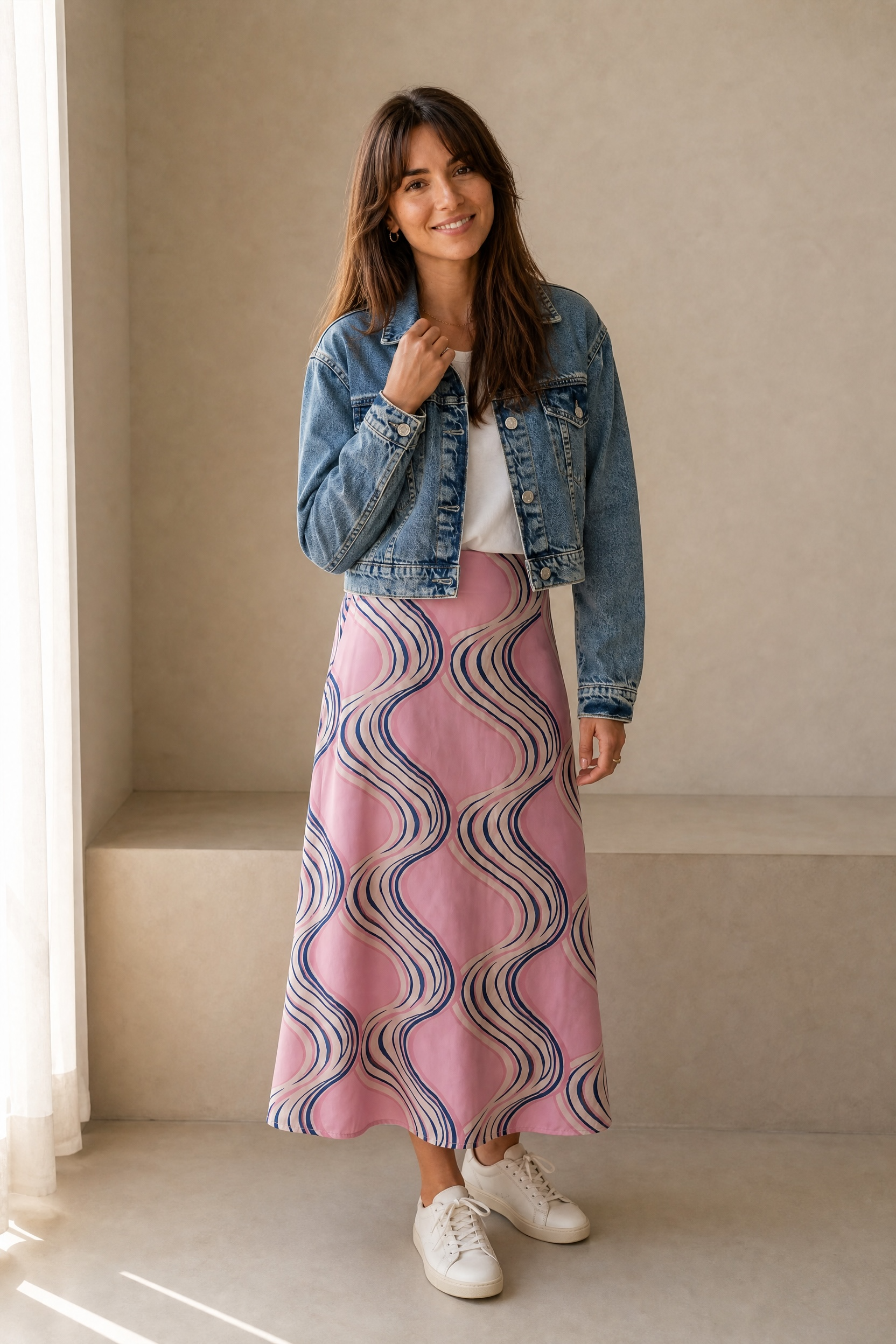 Ocean Lines Satin Skirt