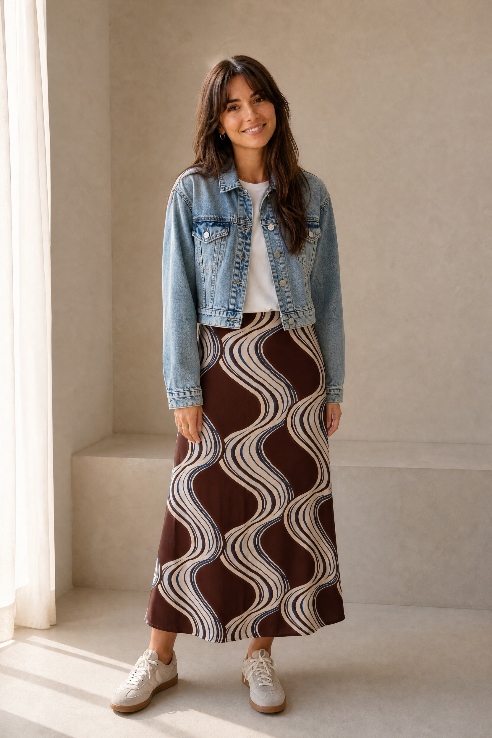 Ocean Lines Satin Skirt