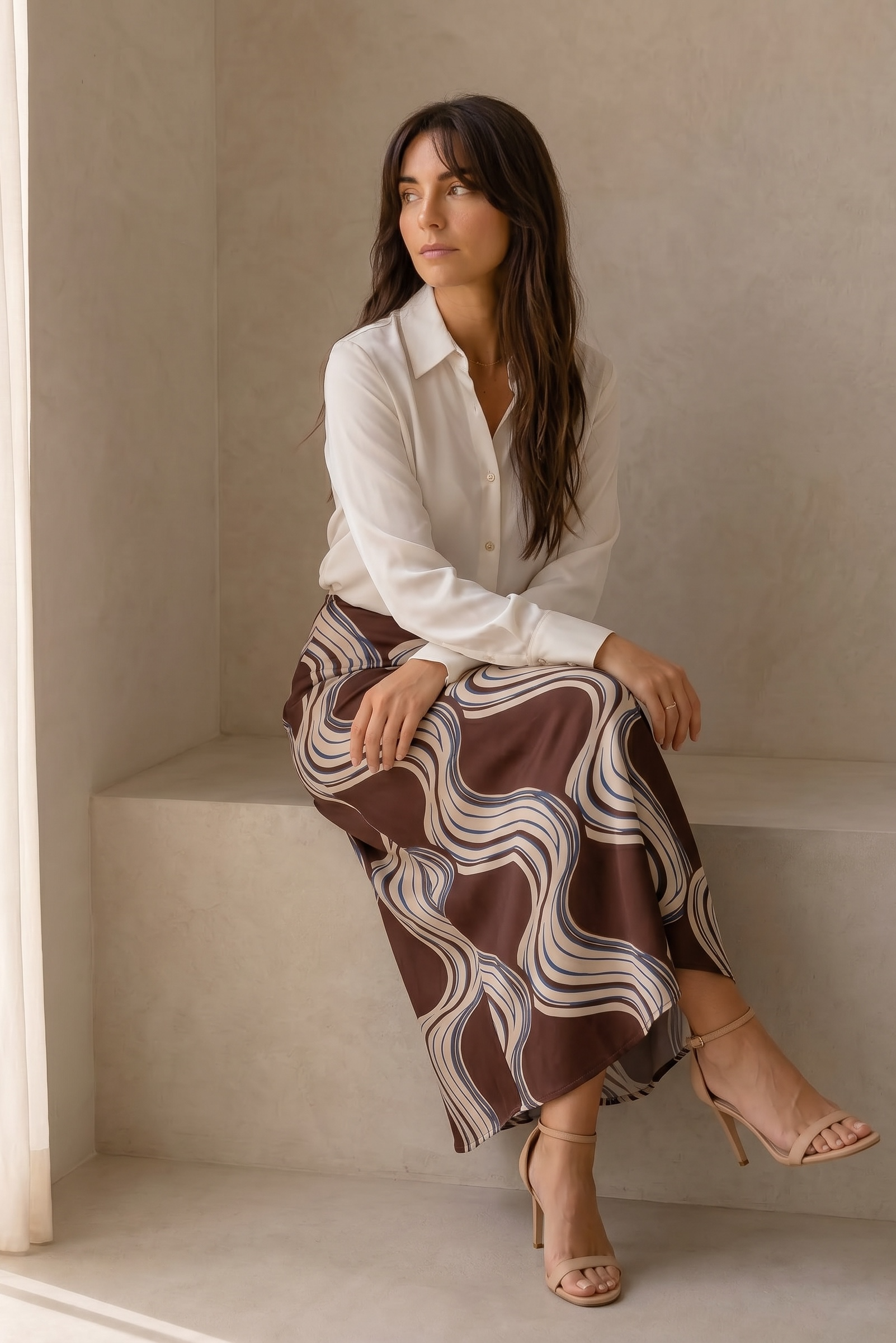 Ocean Lines Satin Skirt
