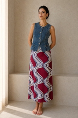 Ocean Lines Satin Skirt