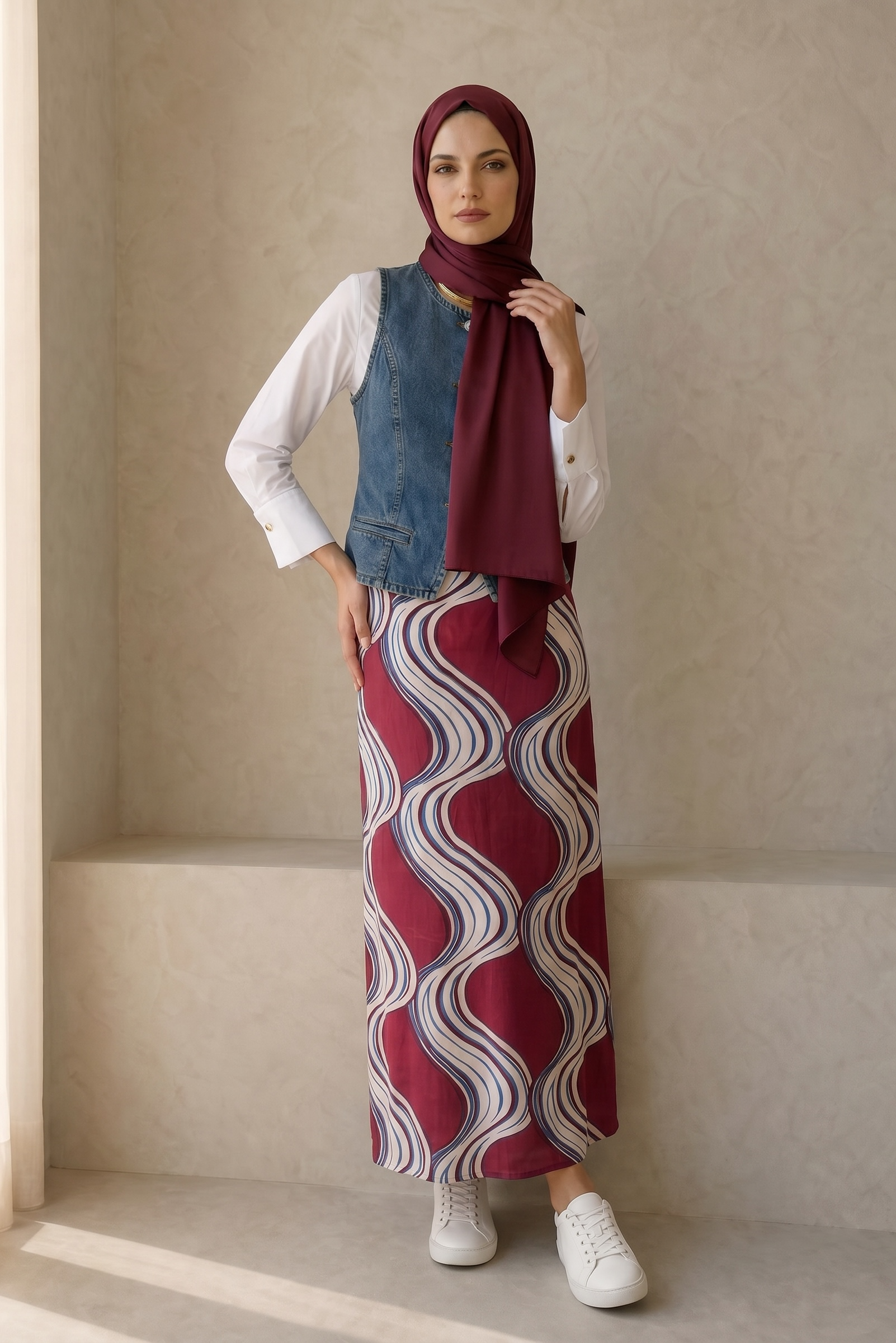 Ocean Lines Satin Skirt