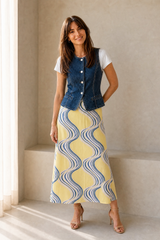 Ocean Lines Satin Skirt