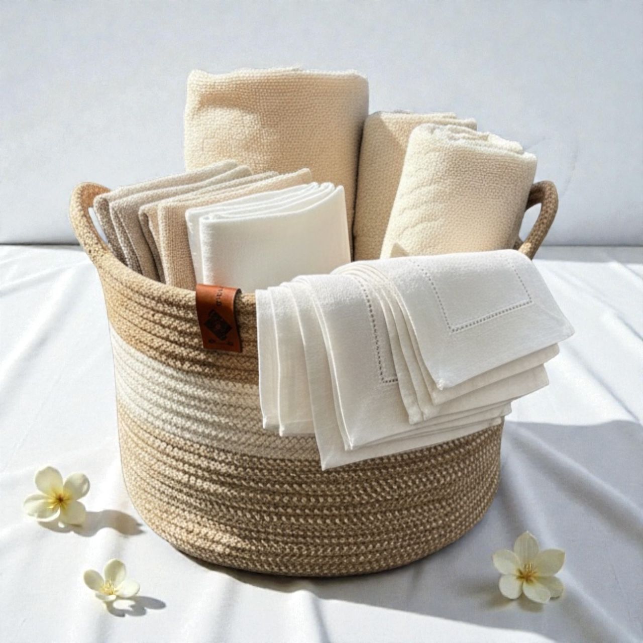 Handmade Woven Cotton laundry basket
