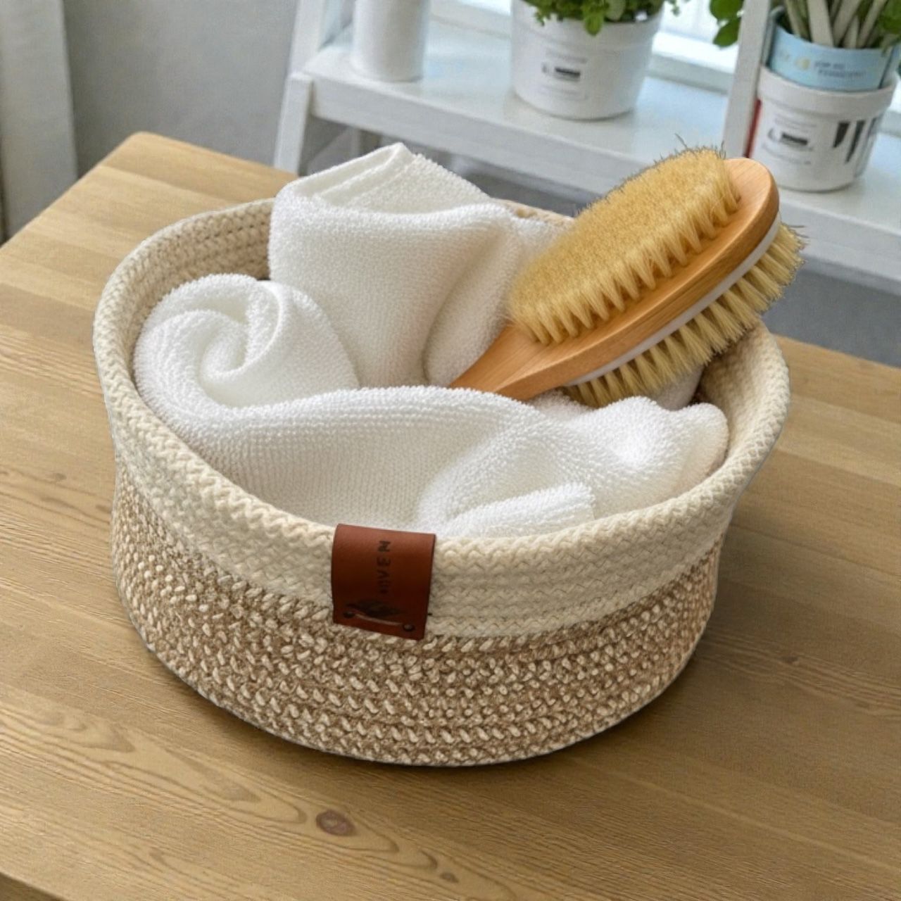 Handmade Woven Cotton round basket