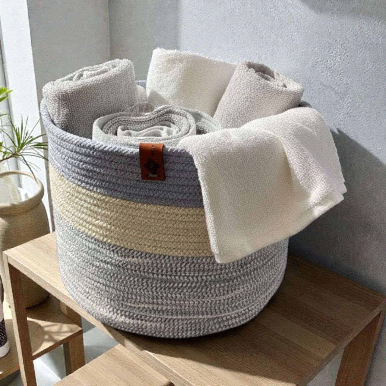 Handmade Woven Cotton laundry basket
