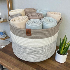 Handmade Woven Cotton laundry basket
