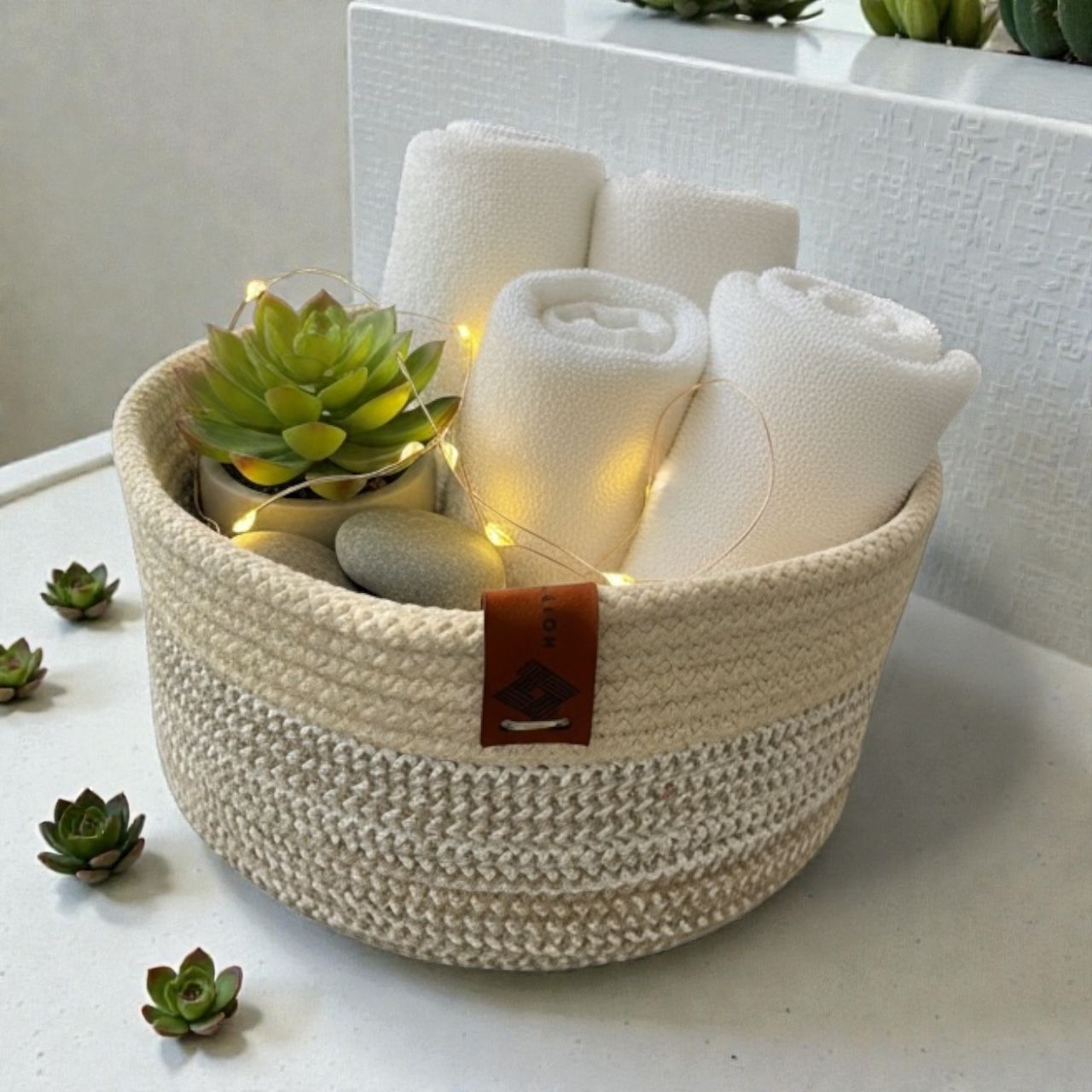 Handmade Woven Cotton round basket