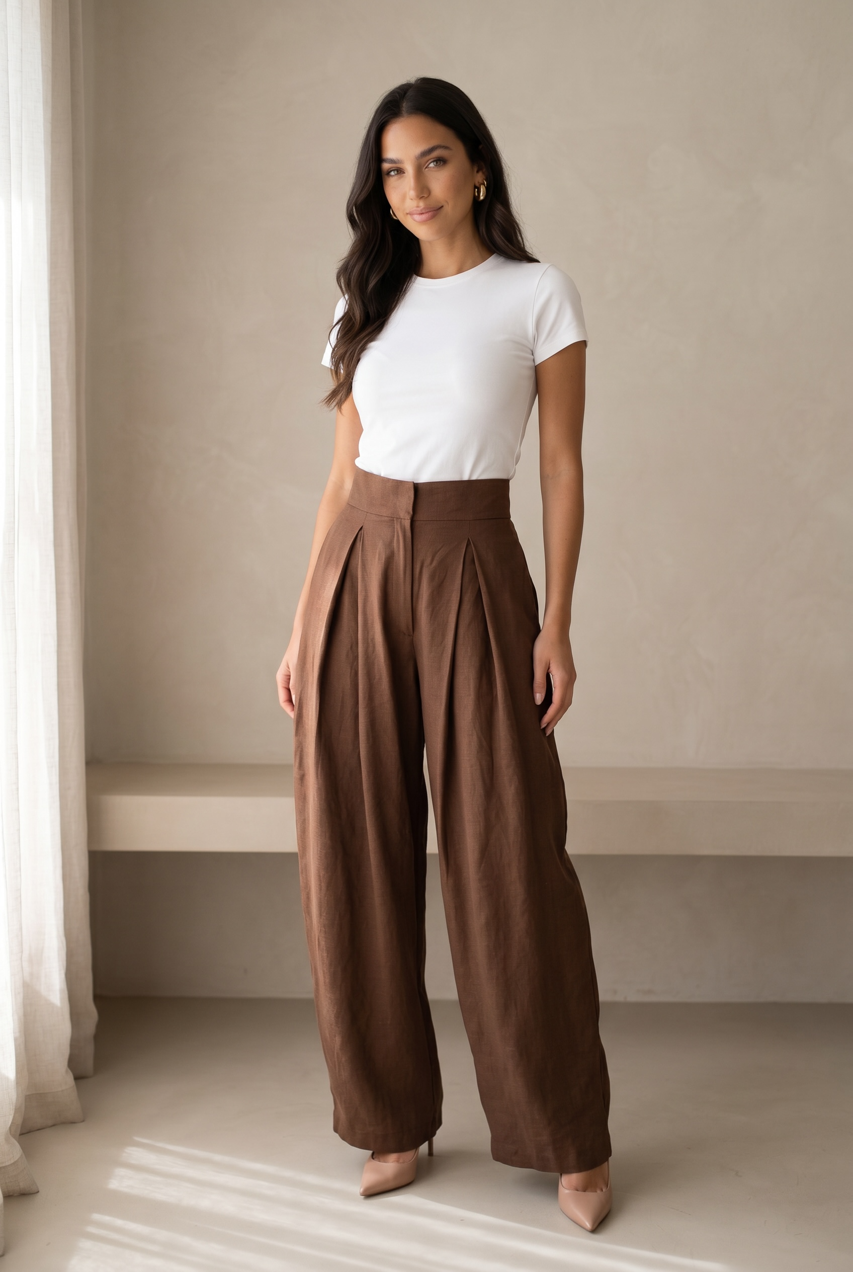 Pleated Wide Leg Pants