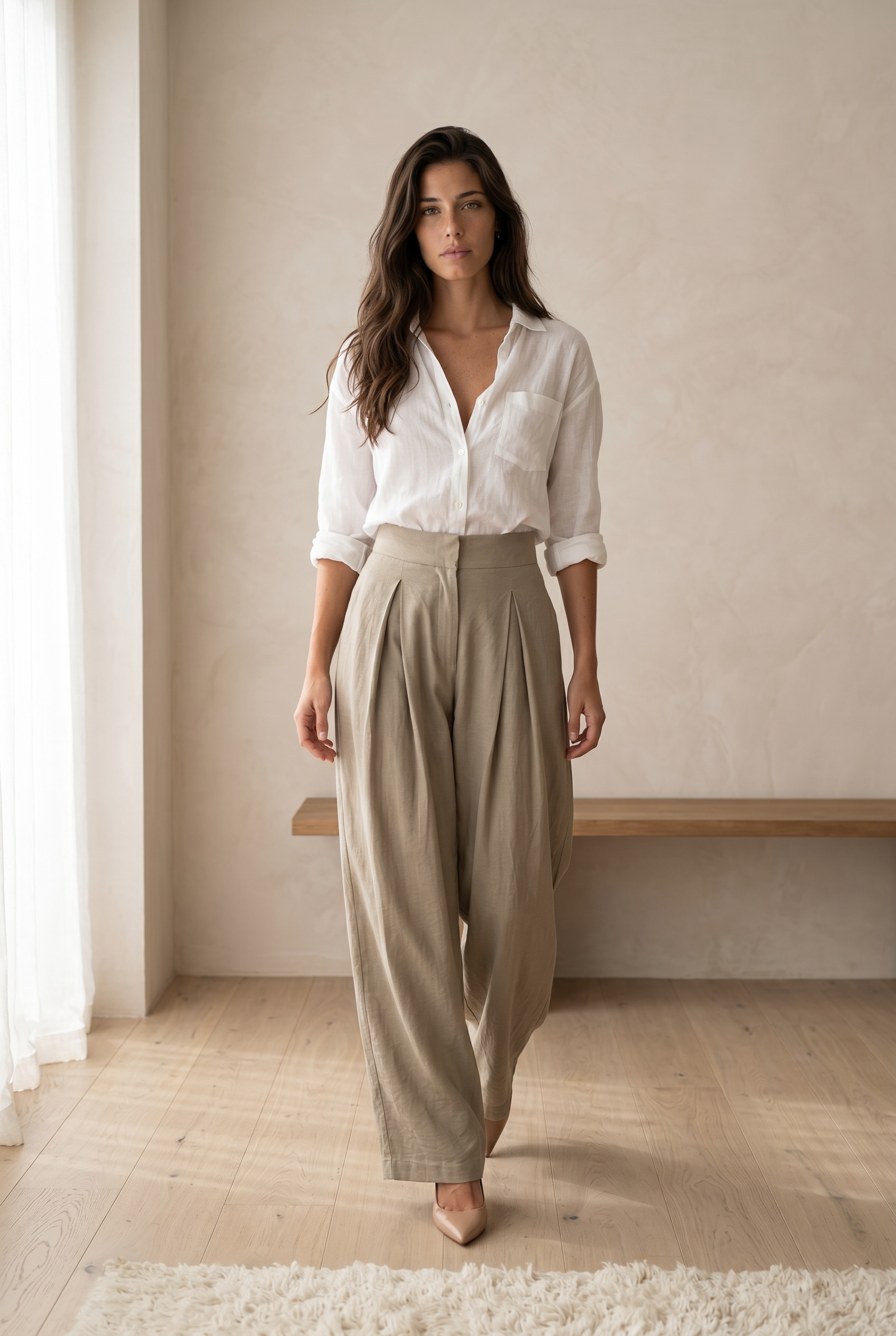 Pleated Wide Leg Pants