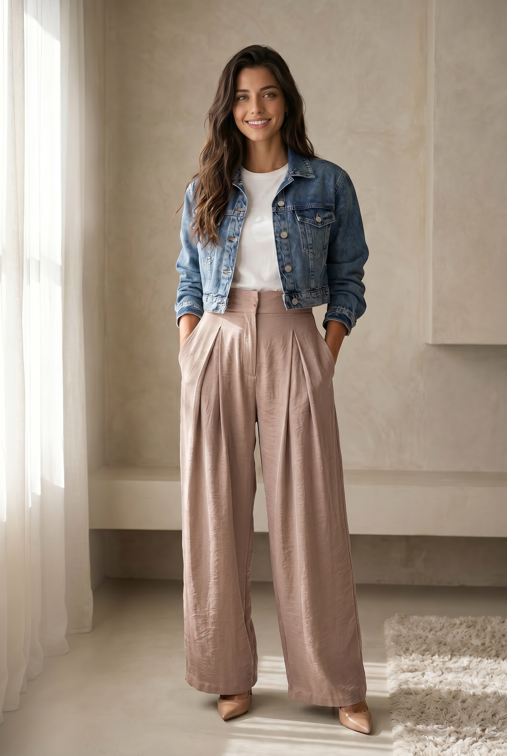 Pleated Wide Leg Pants