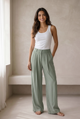 Peach Skin Wide Leg Pants