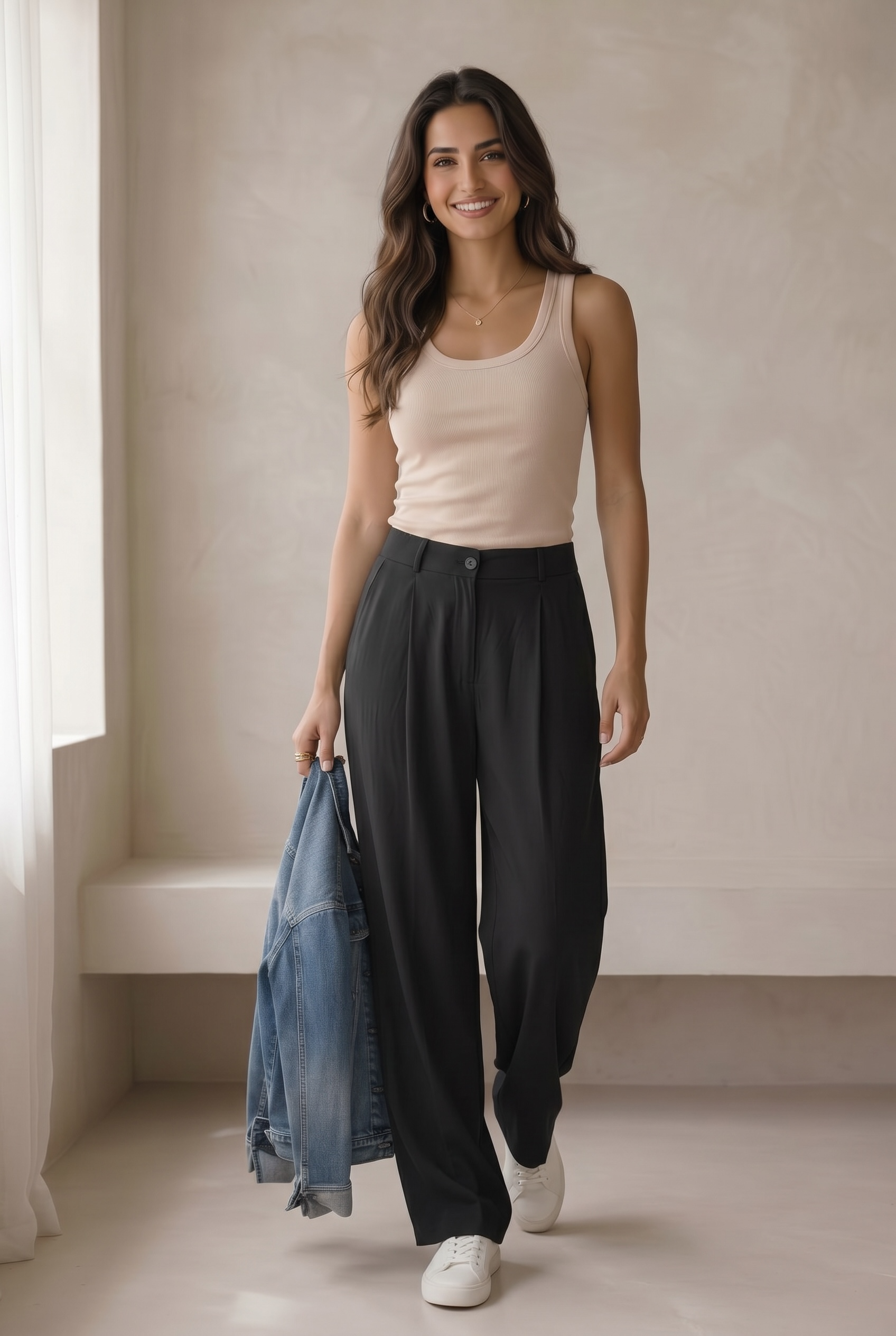 Peach Skin Wide Leg Pants
