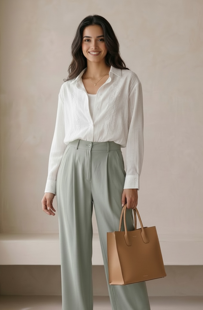 Peach Skin Wide Leg Pants