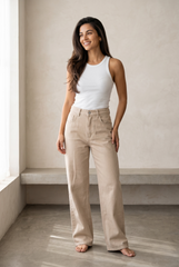 Neutral Wide Leg Denim Pants