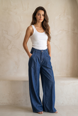 Soft Denim Wide Leg Pants