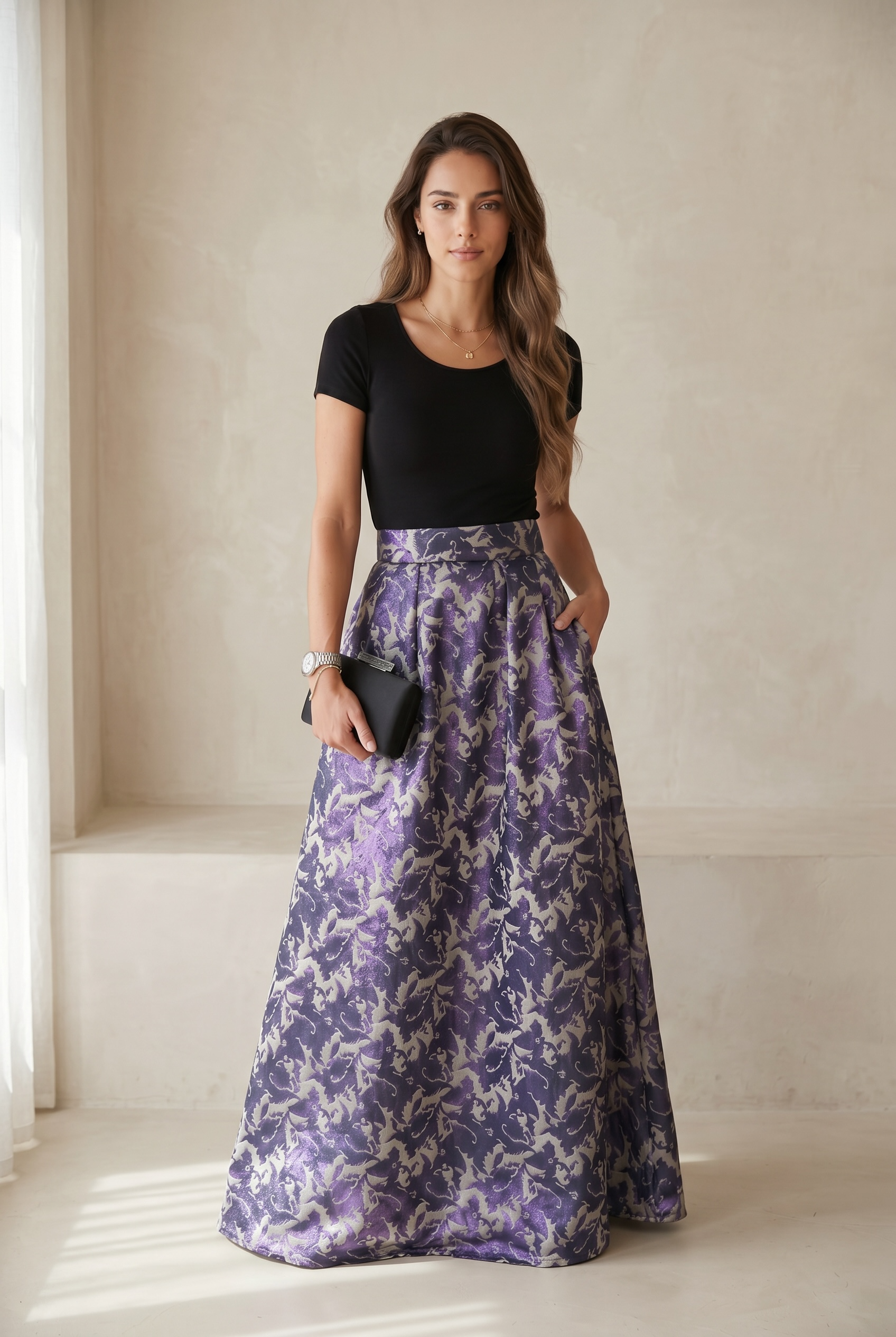 Royal Jacquard Maxi Skirt