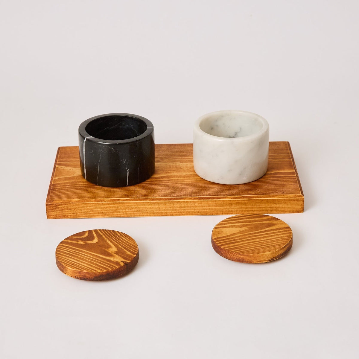 Spice Marble and wooden Set
