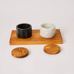 Spice Marble and wooden Set