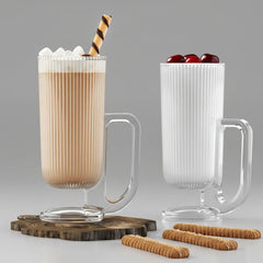 Saveur Ribbed Glass Mug Set