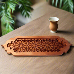 Islamic Pattern Tray Natural Wood