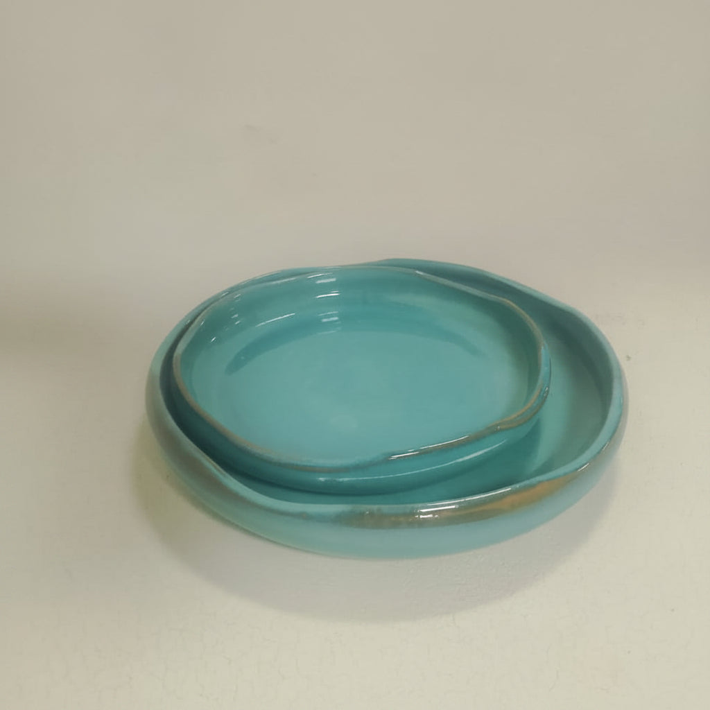 Organic Edge Pottery Plate Set