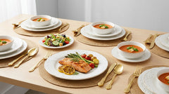Royal Opulence: 36-Piece White & Gold Dinner Set
