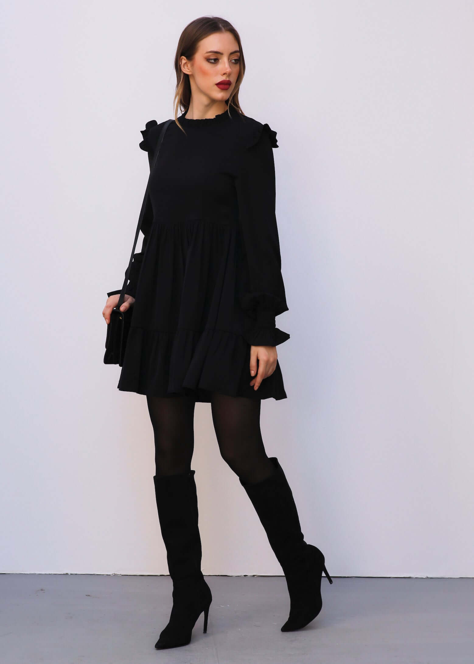 Ruffled Long Sleeves Dress