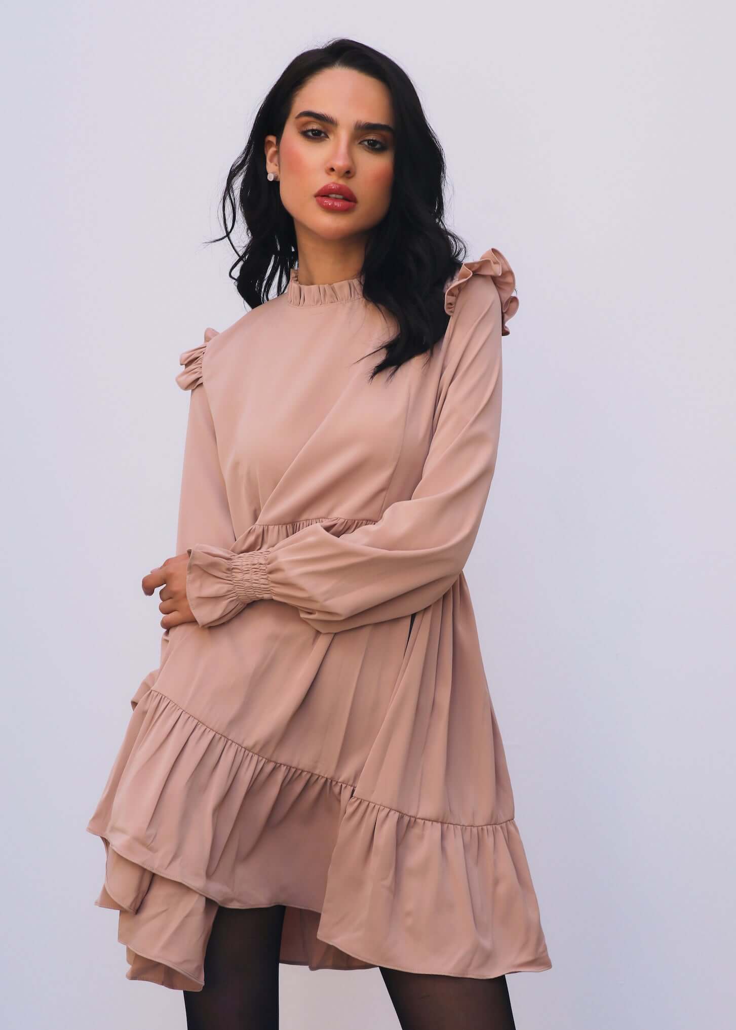 Ruffled Long Sleeves Dress