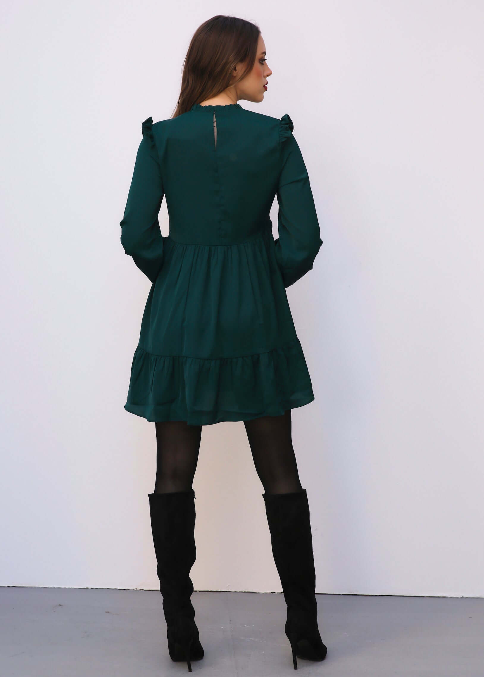 Ruffled Long Sleeves Dress