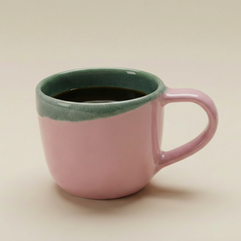 Color Block Glaze Pottery Mug